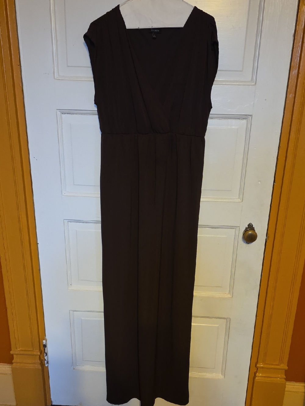 Talbots Brown Sleeveless Maxi Dress with V-Neck